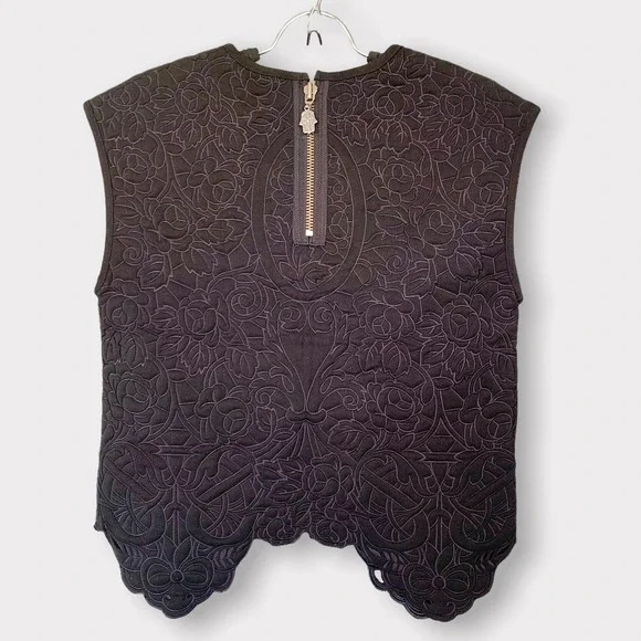 Manoush Jardin De Roses Beaded Top Black Size 6 - Picture 7 of 12